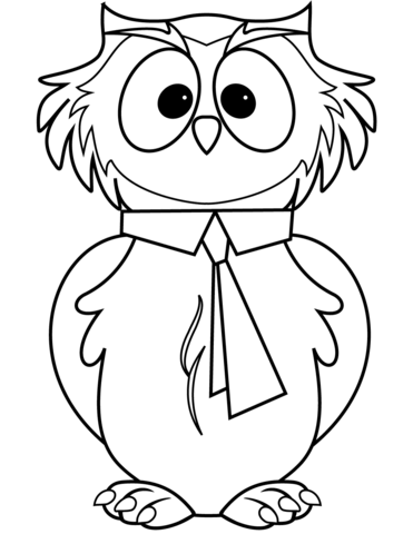 Cartoon Owl With Tie Coloring Page